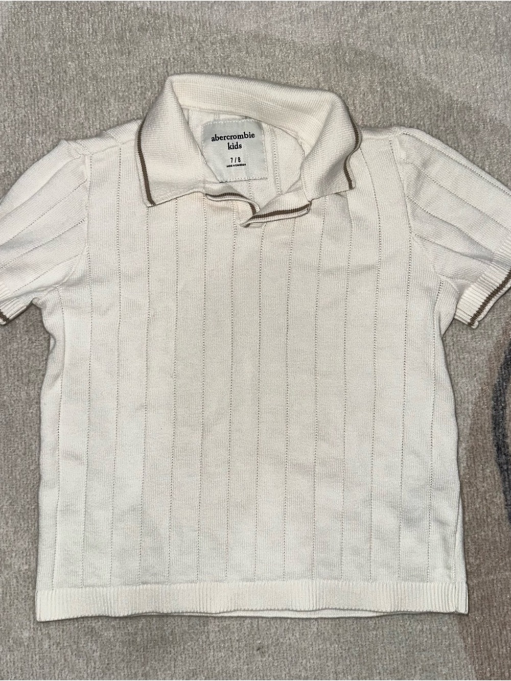abercrombie kids cream knit polo with contrast trim